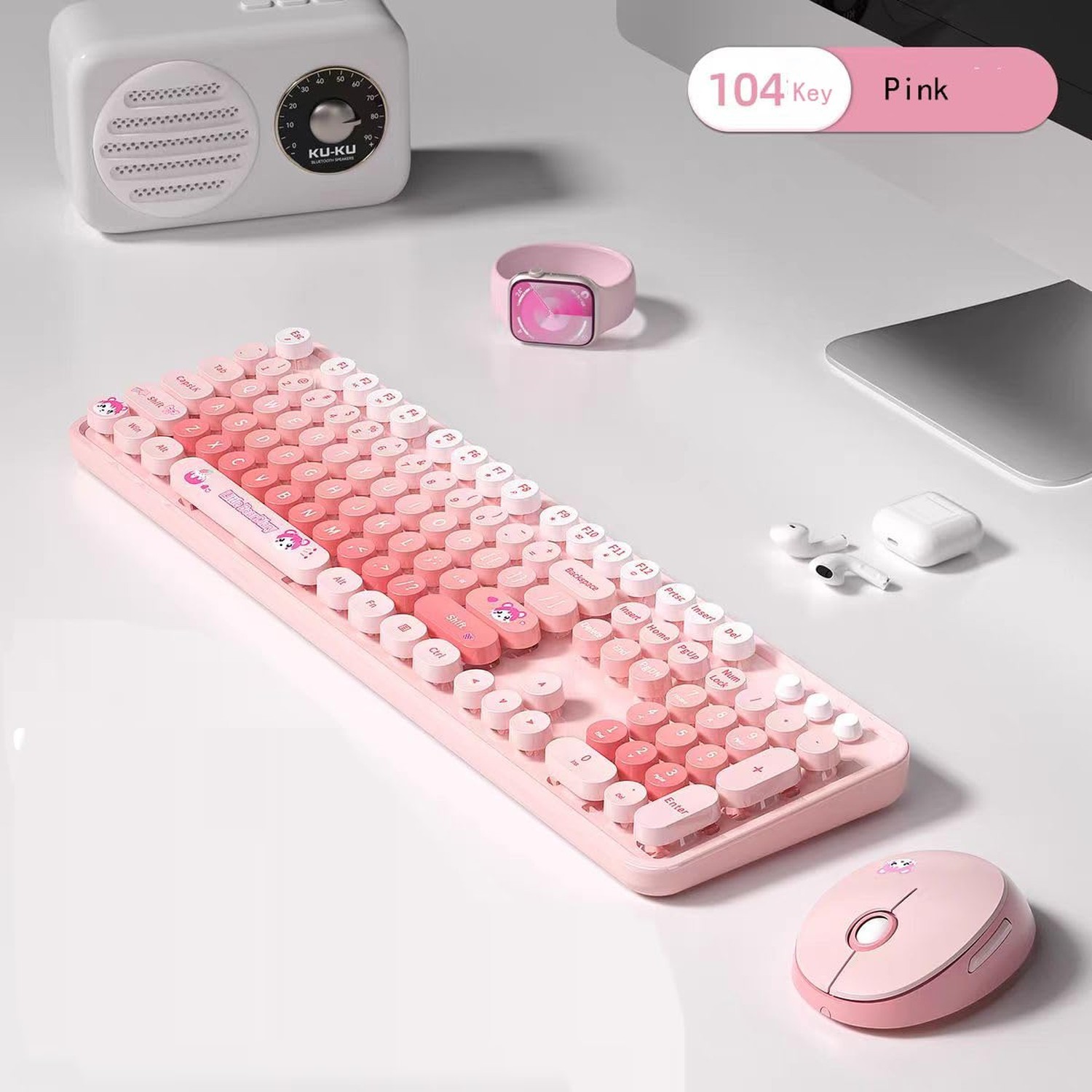 Mofii Wireless Keyboard and Mouse Combo,2.4G USB Multi-Color Cute Full Size K…