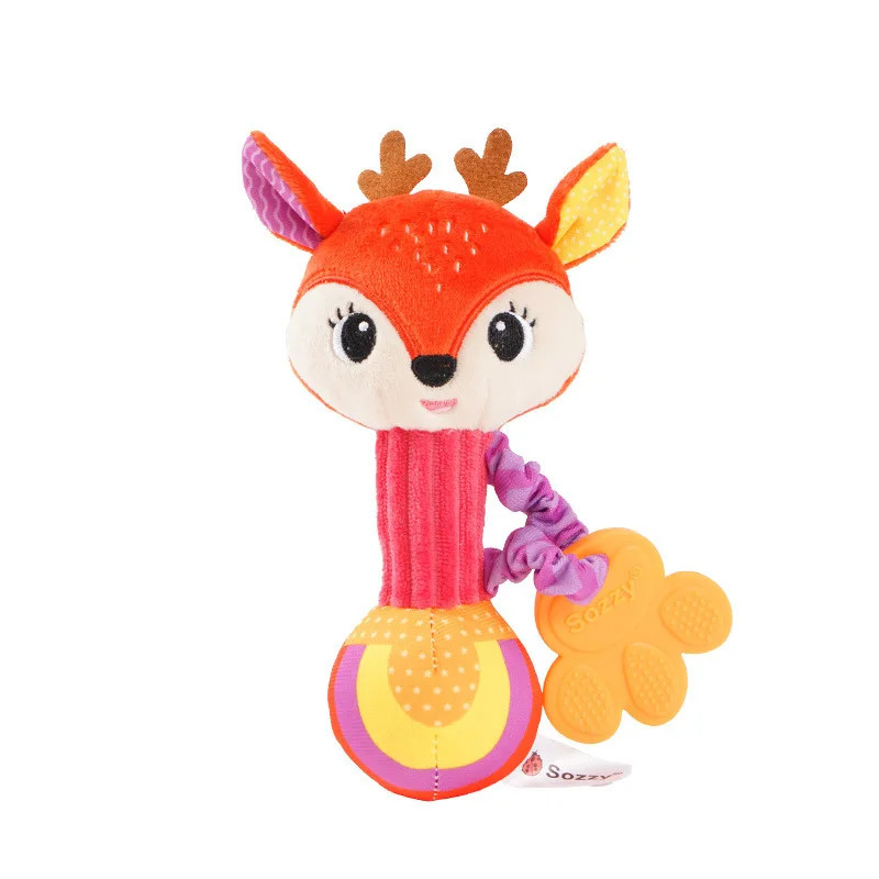 Soft Baby Animal Rattle Sensory Toy Crinkle Squeaky Hand Grip Shaker Gift
