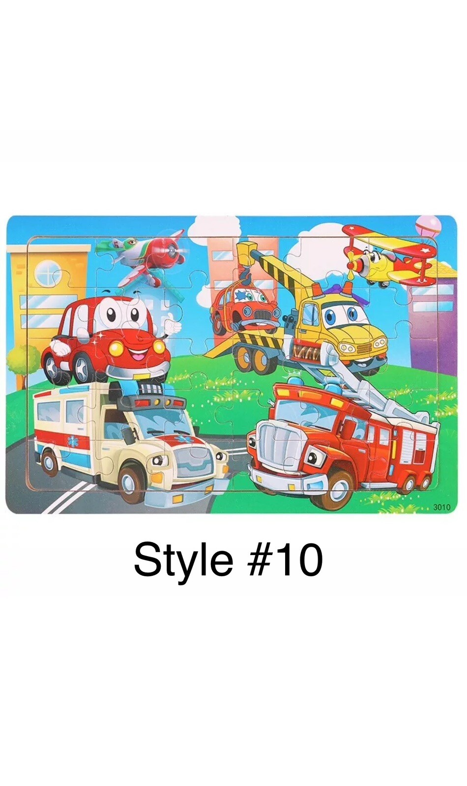 30 Pcs Children Wooden Puzzle Cartoon Vehicle Animal Learning Kids 3-7 Years