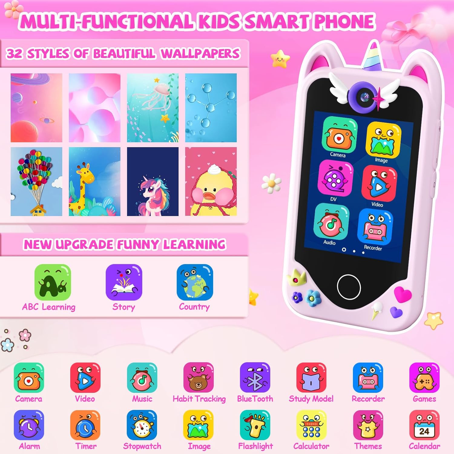 Kids Smart Phone for Girls Gifts – Toddler Christmas Birthday Gift for Age 3 4 5