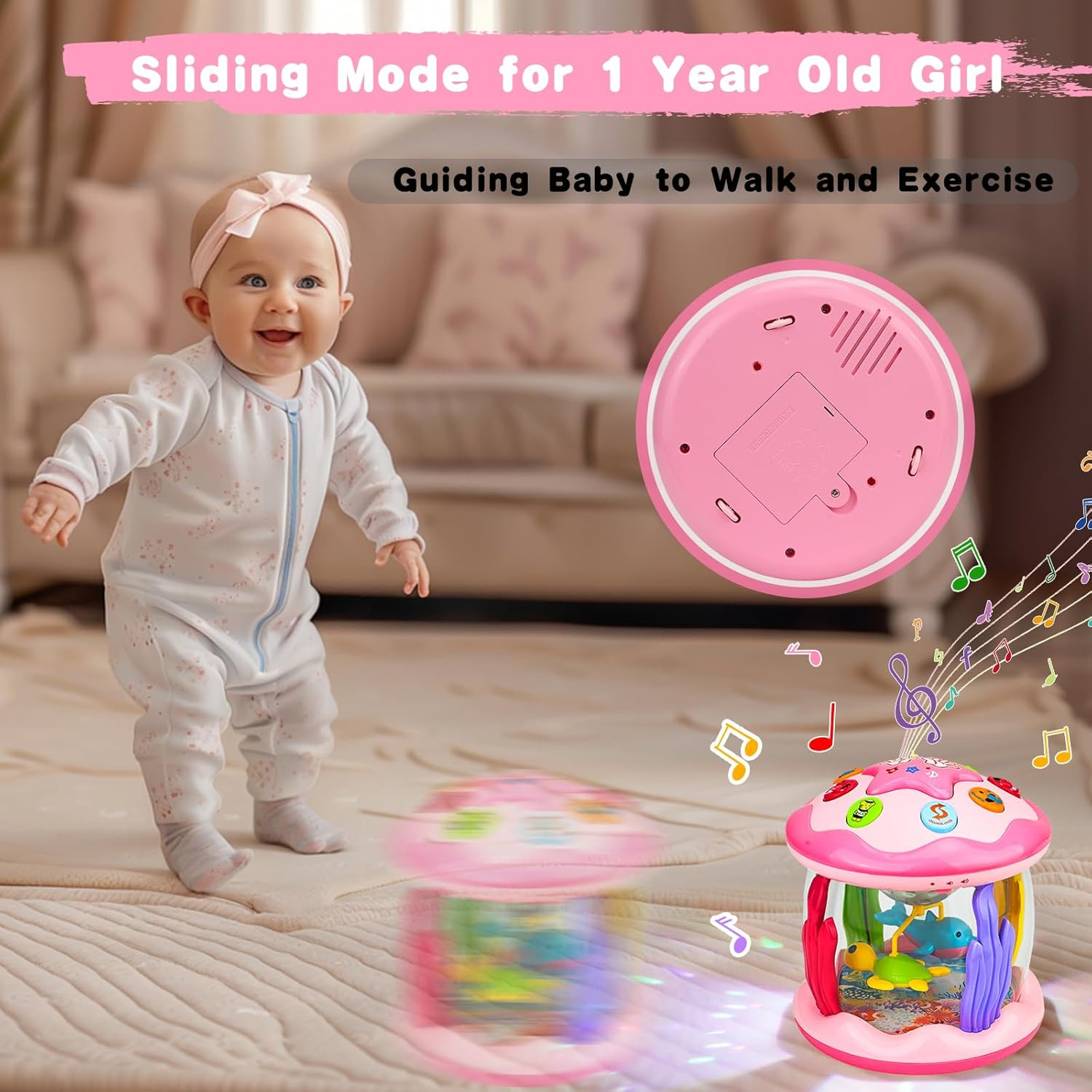 Baby Toys 6-12 Months Girl Gifts: Babies Ocean Rotating Light up Musical Toys fo