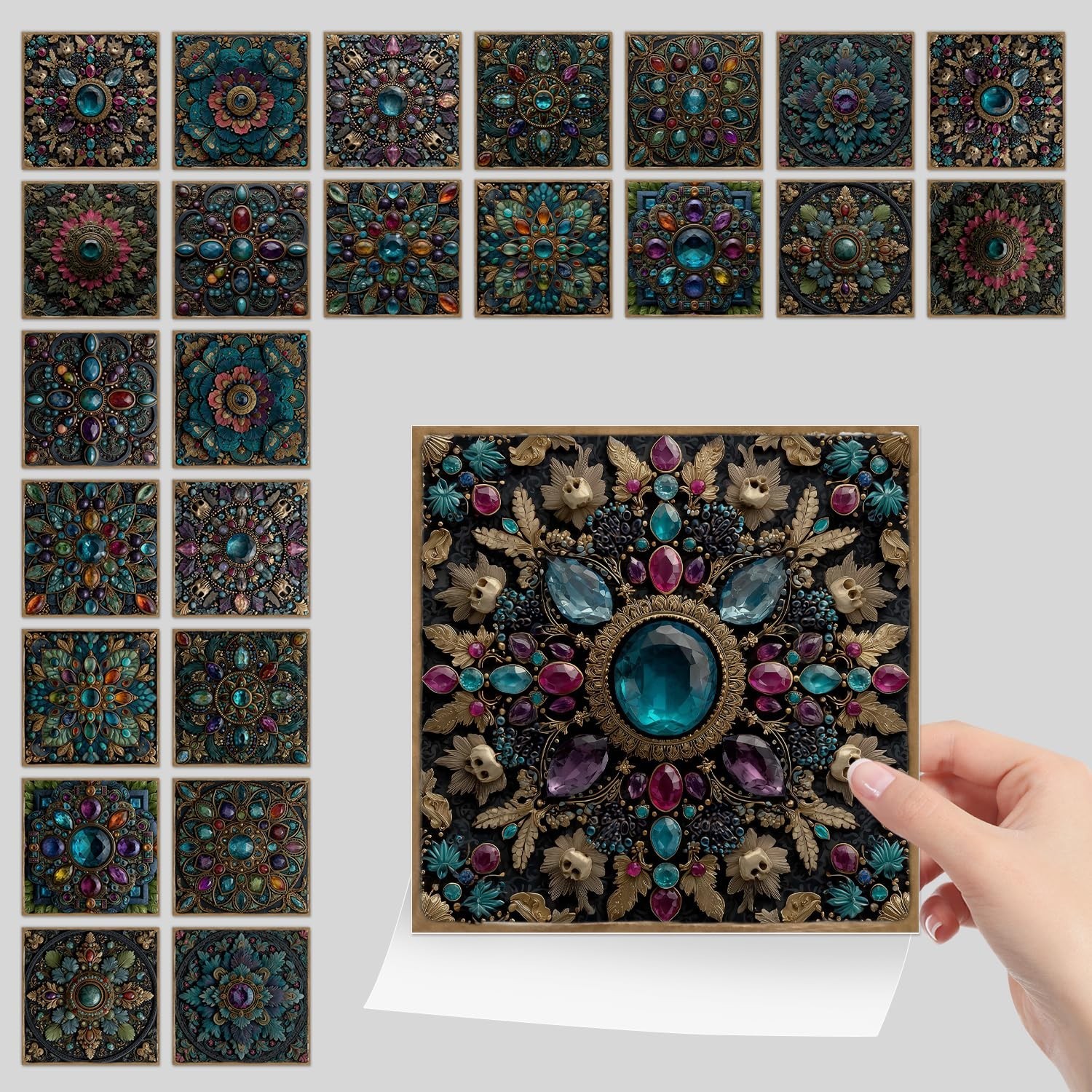 24pcs Removable Art Wall Tile Decal Peel and Stick Backsplash Tiles Stickers …