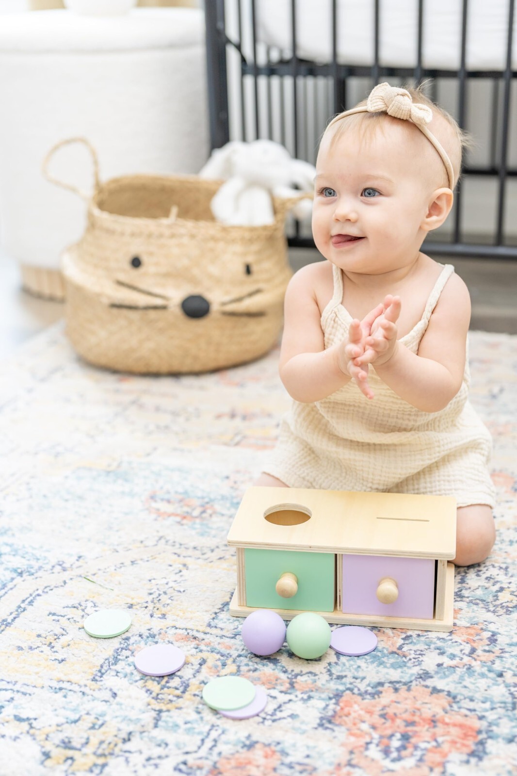 Montessori Wooden Shape Sorter Toy for 1-3 Year Old with Object Permanence Focus