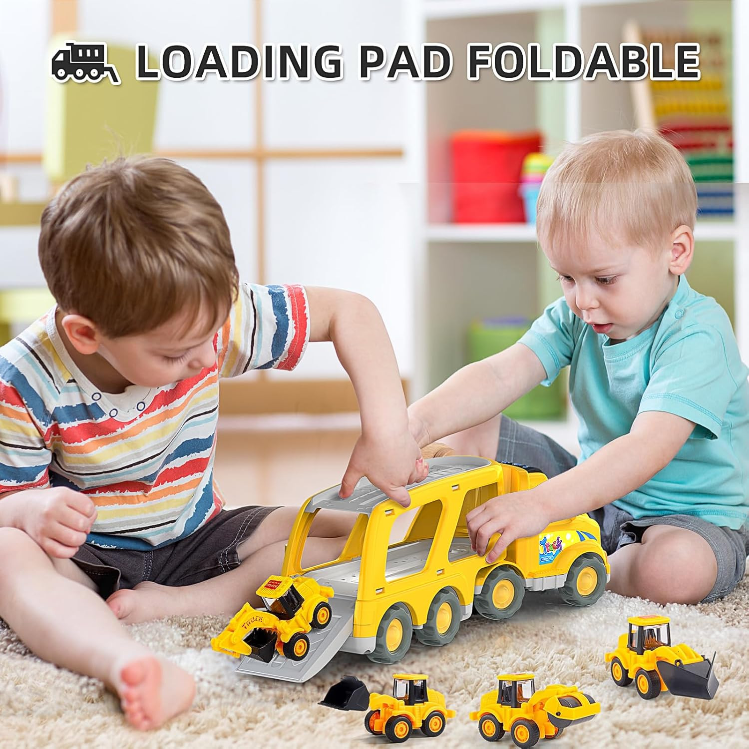 Construction Truck Toys for Boys Girls Age 3 4 5 6 Years Old，Carrier Transport T