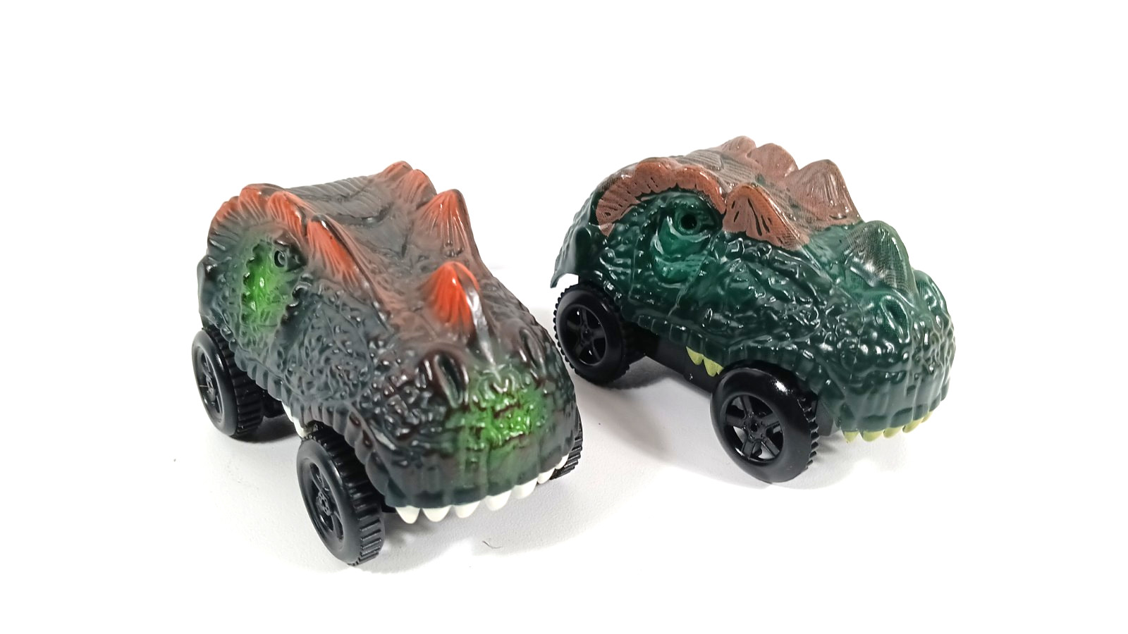 Dinosaur Head Monster Truck Toy Battery Powered Eyes Light Up 2 pack
