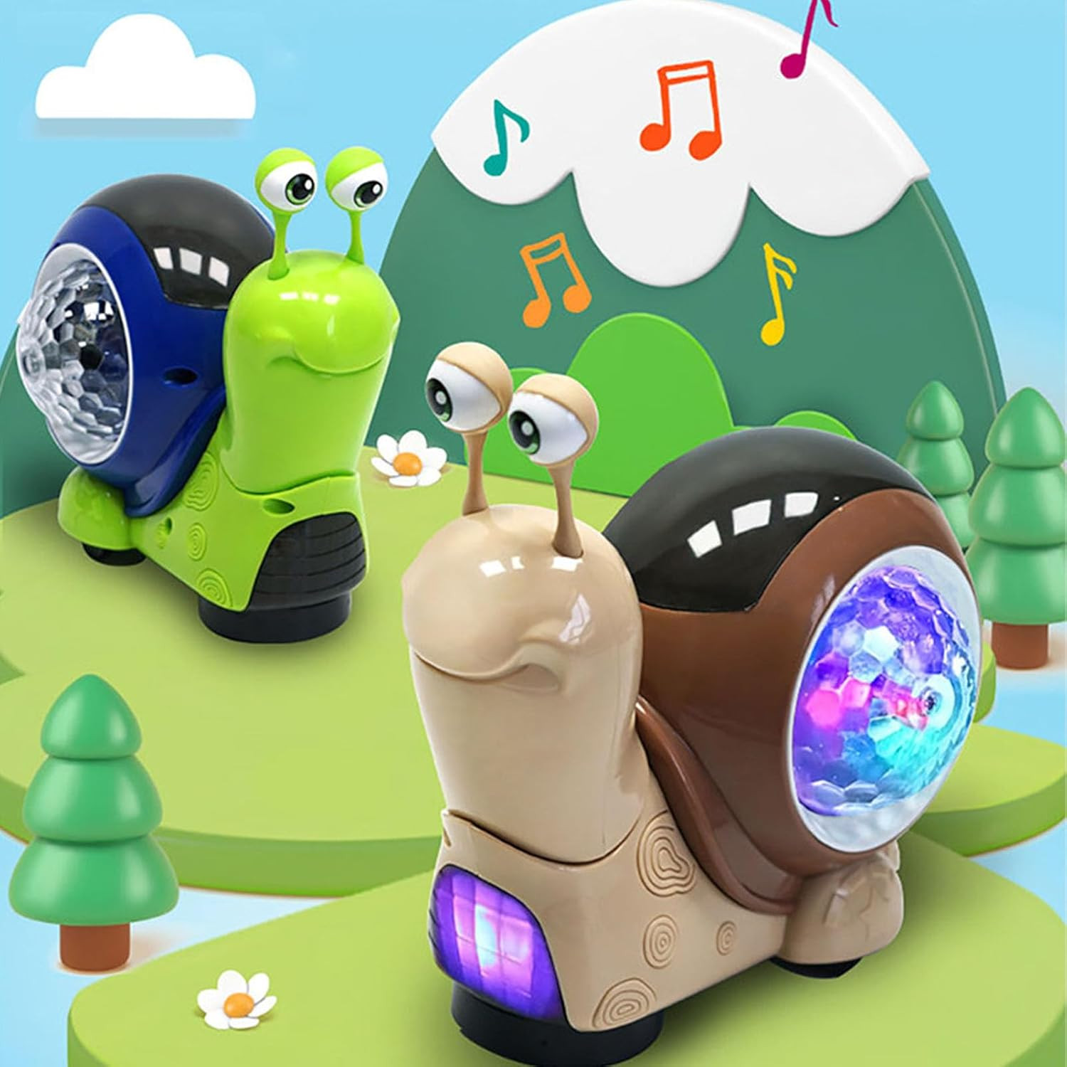 Interactive Electric Snail Baby Toy with Music and Lights, Vegetable Size