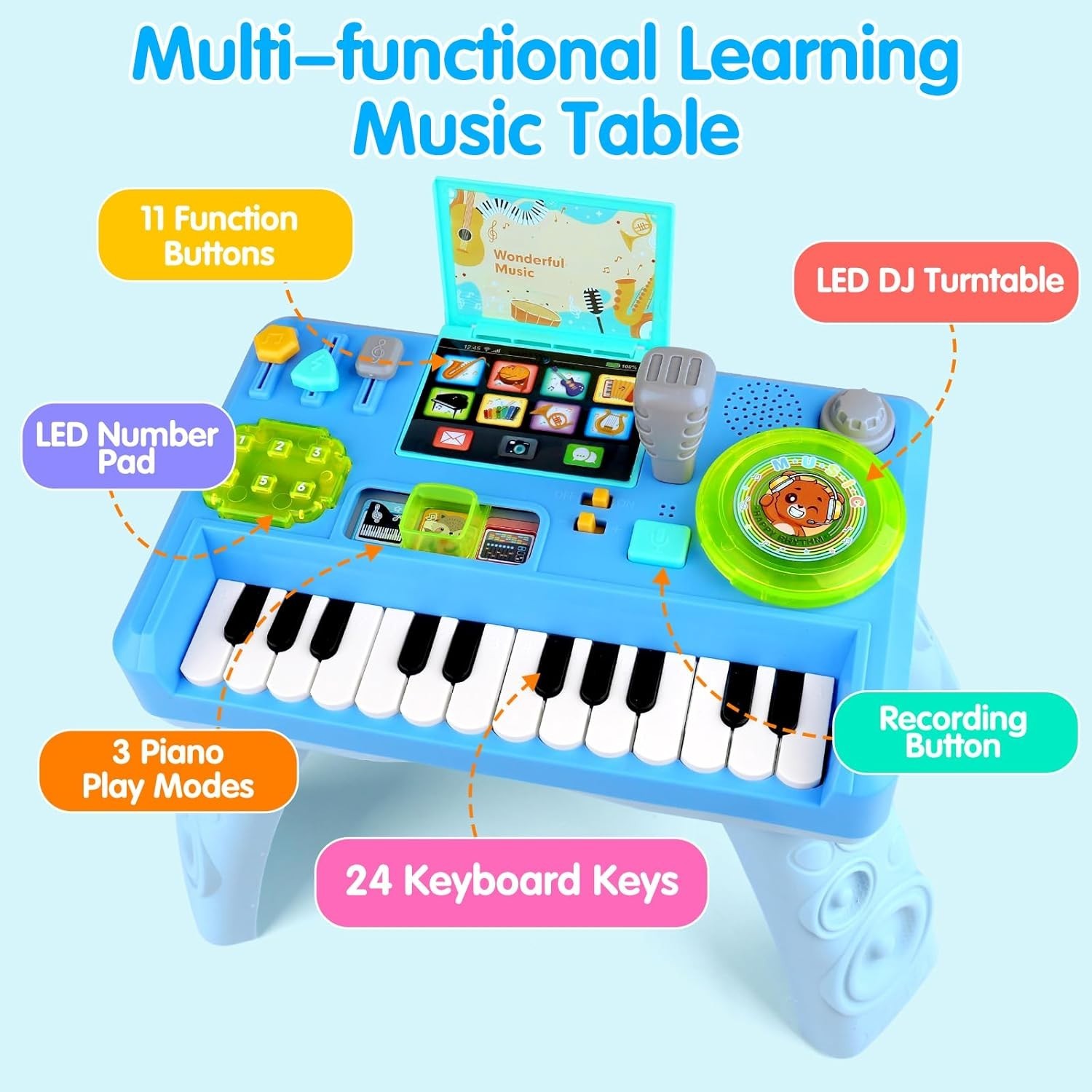 DJ Table for Toddlers 1-3, Baby Musical Piano Toys Baby 6-9-12-18 Months Toddler