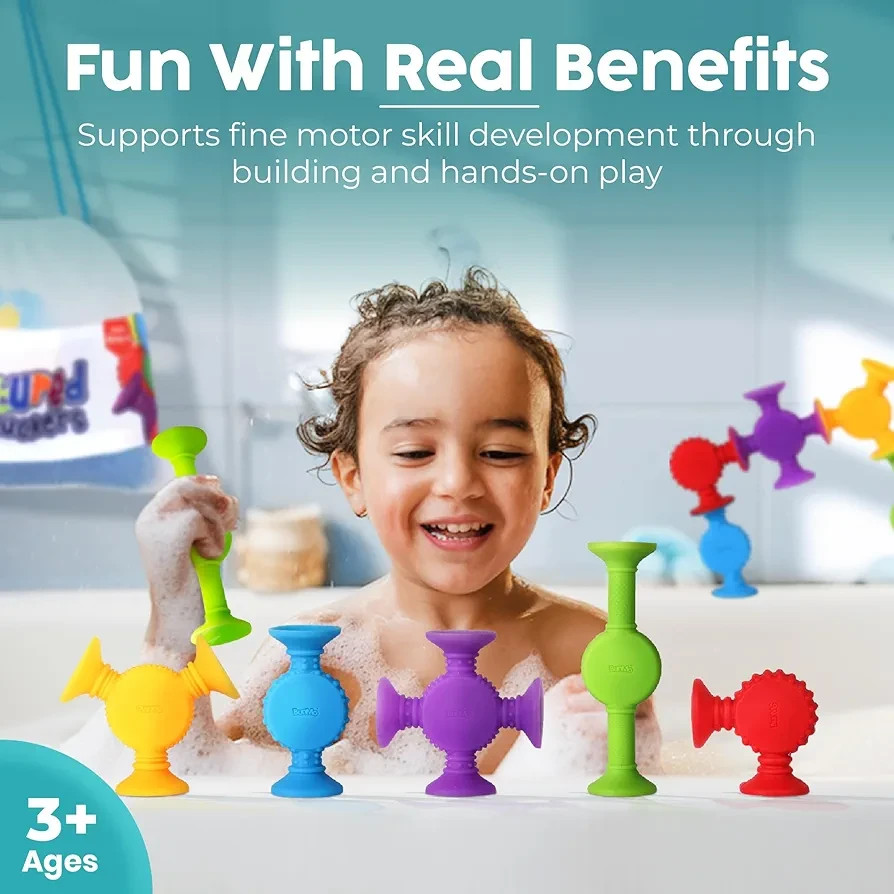 BUNMO Suction Bath Toys – 10pc Sensory Tub Toys for Kids Ages 3+ – STEM Learning