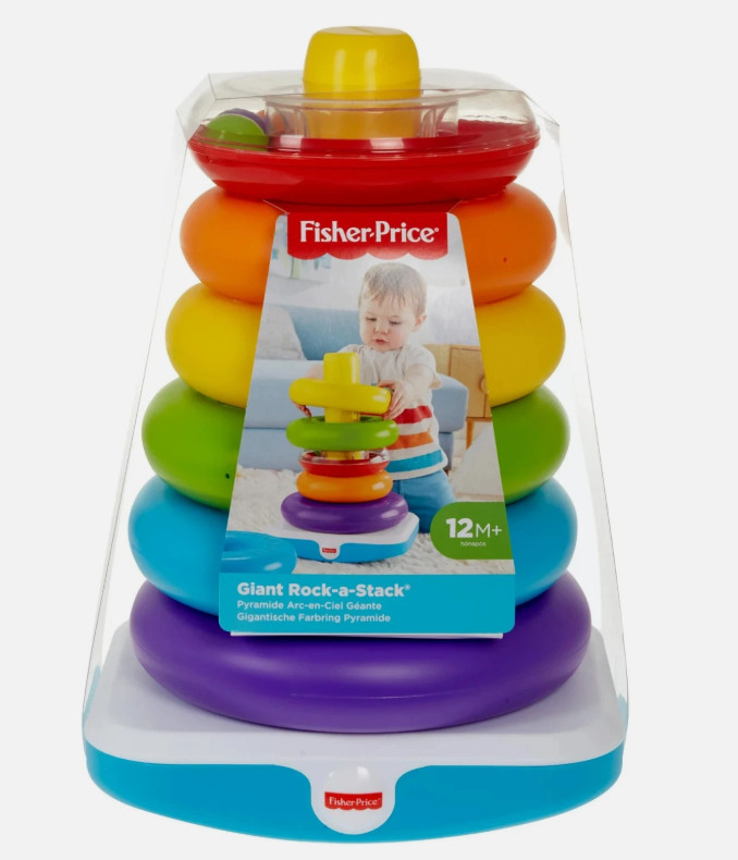 New Fisher Price Giant Rock-a-Stack 14”+ Tall Ring Stacking Toy 12M+ Multicolor
