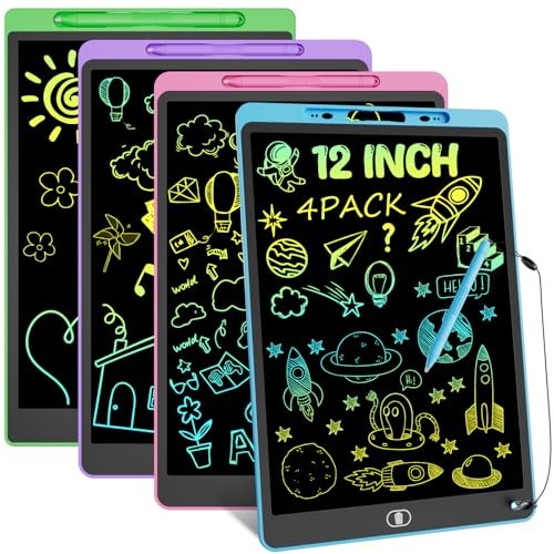 4 Pack 12 Inch LCD Writing Tablet, Colorful Drawing Tablet for Kids, Eye Care