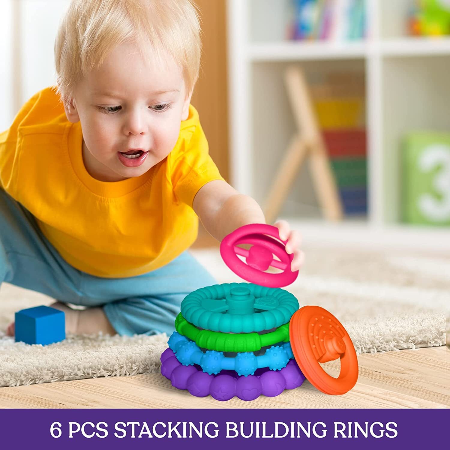 Silicone Stacking Toy – Premium Stacking Teethers- Interactive and Fun for Baby
