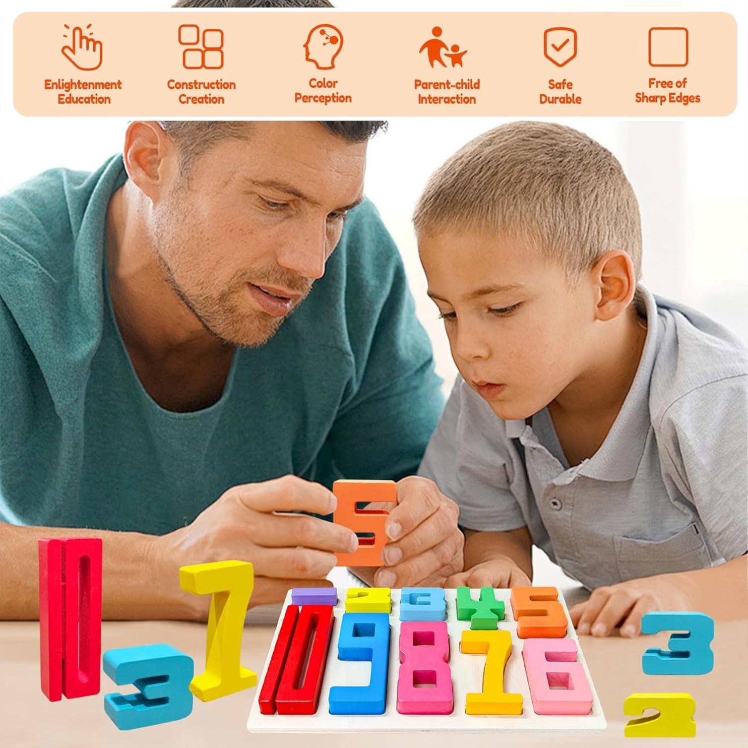 10/20Pcs Wooden Number Building Blocks, Montessori Number Blocks Math Learning