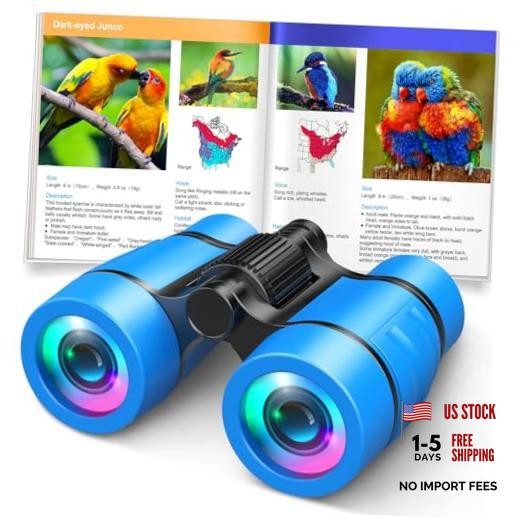 Toys for 3-7 Year Old Boys: Binoculars for Kids with Bird Watching Manual Blue