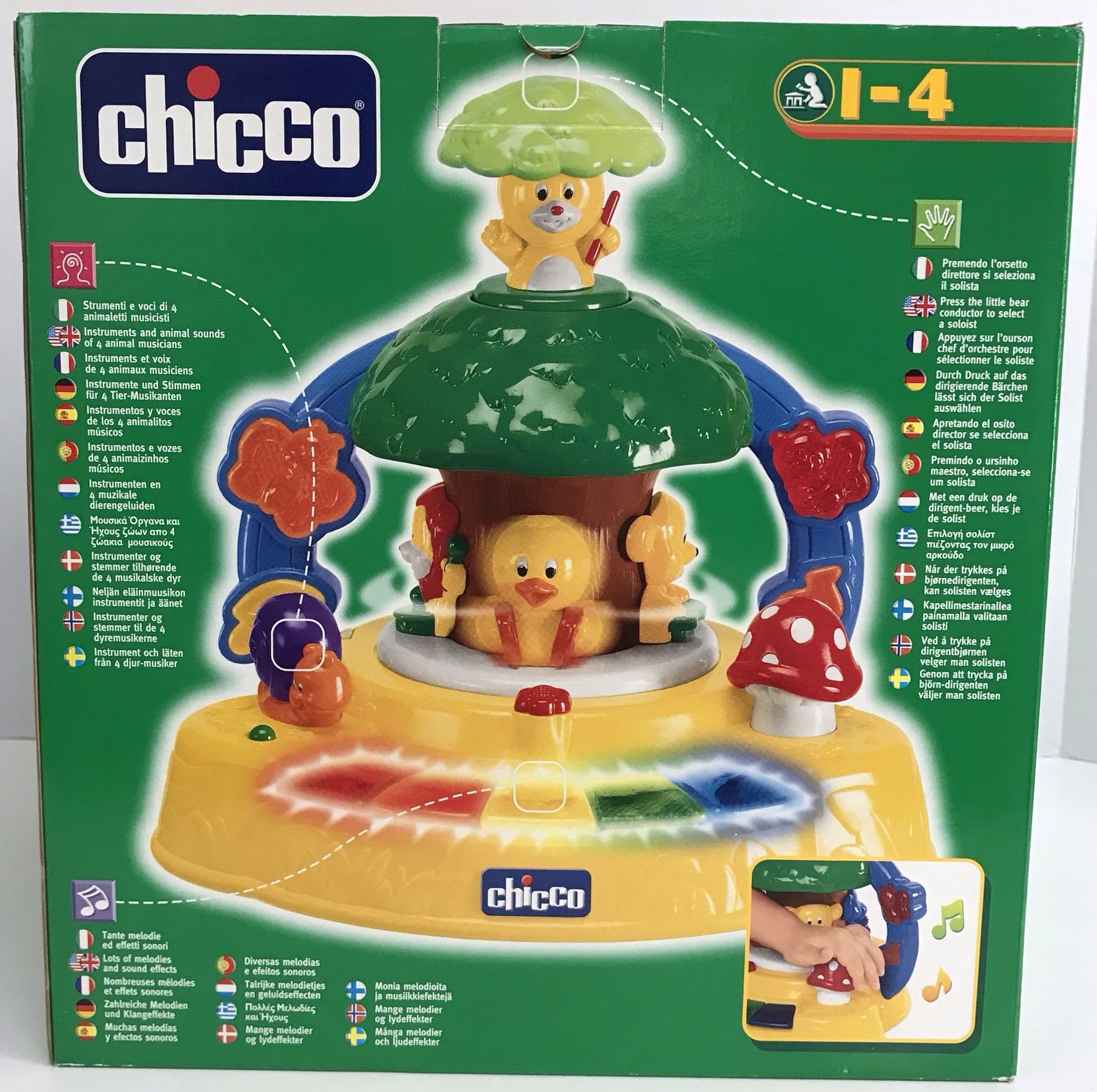Chicco Forest Piano Instruments Animal Sounds Languages Preschool Toy 1-4 NEW