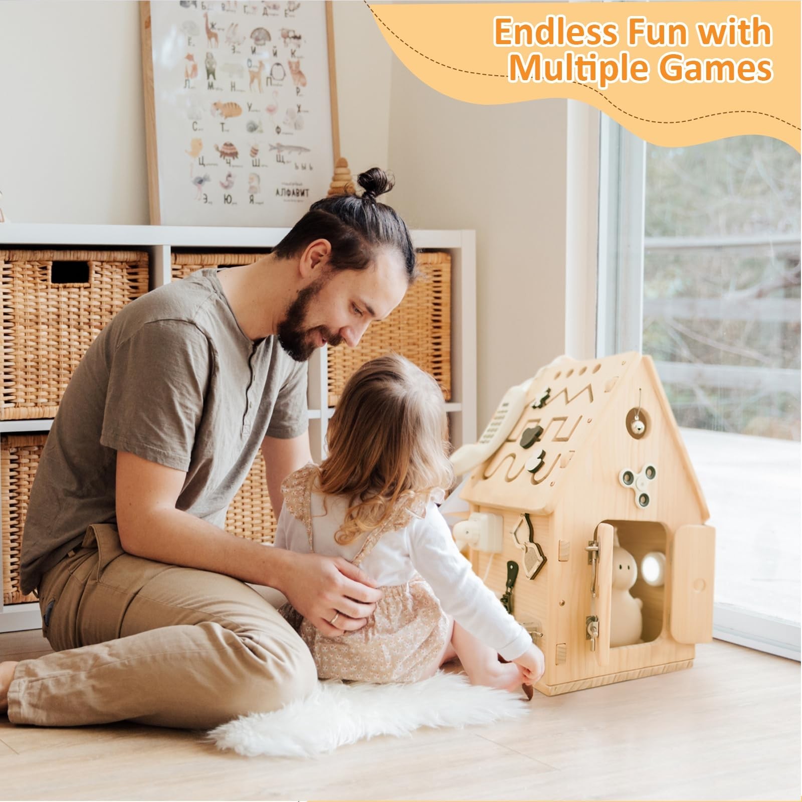 Montessori Busy House Toy – Educational Busy Board for Toddlers & Preschoolers –