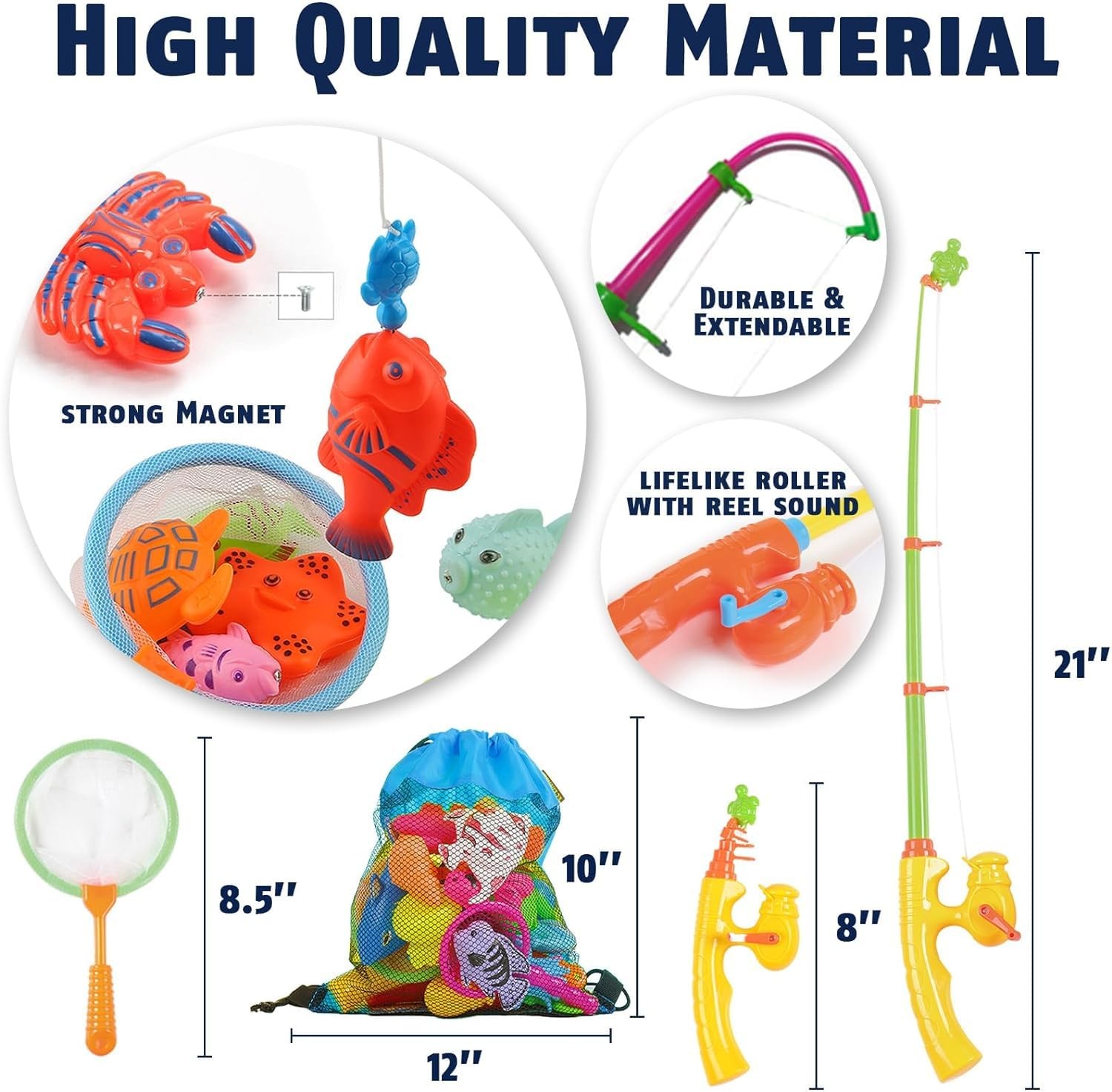 CozyBomB™ Magnetic Fishing Toys Game Set for Kids | Water 30 Fishes, Blue