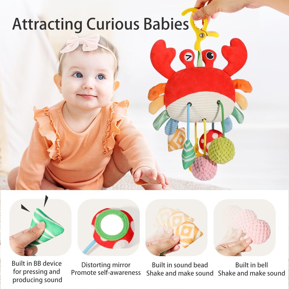 Car Seat Toys for Babies 0–12 Months – Hanging Baby Activity Toy Small, Red
