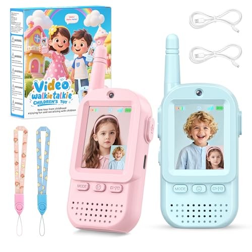 Video Walkie Talkies for Kids 2 Pack – Rechargeable Kids Walkie Blue+Pink