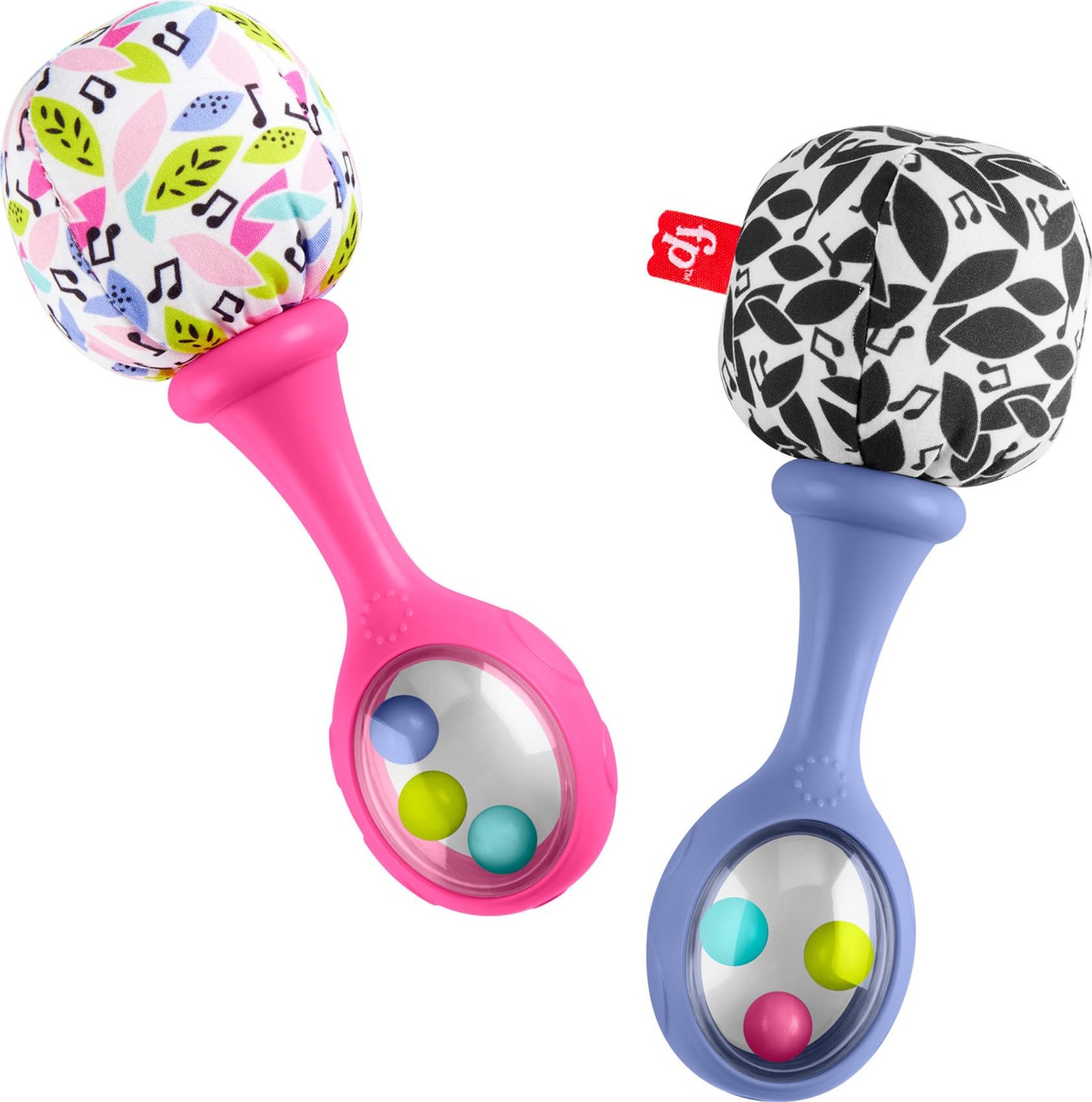 Multicolor Baby Rattle Set of 2 Soft Maracas Toys for Newborns and Infants
