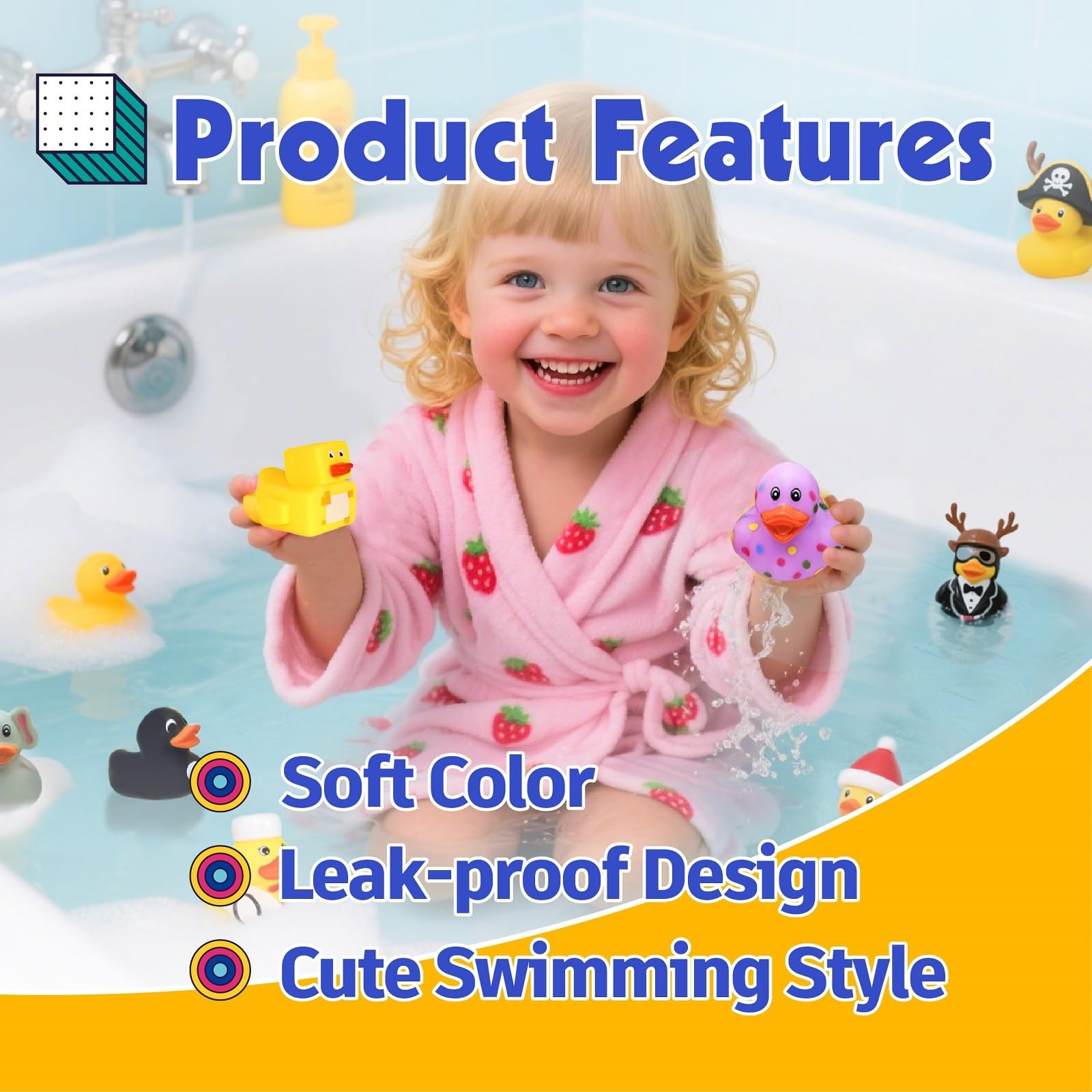 30 Pack Rubber Ducks in Bulk, Random Assortment Small, Multicolor