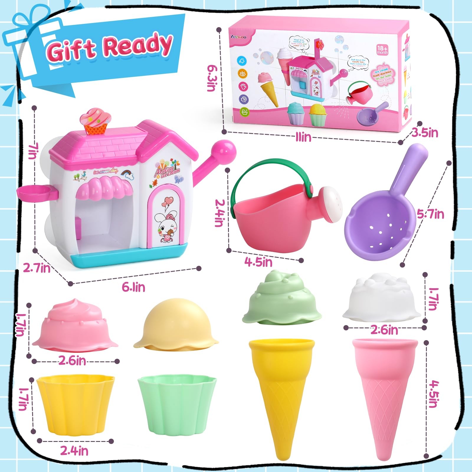 Bath Toys for Kids Ages 4-8 3-5 Toddler 2.8 x 6.1 x 5.9 inches, Pink