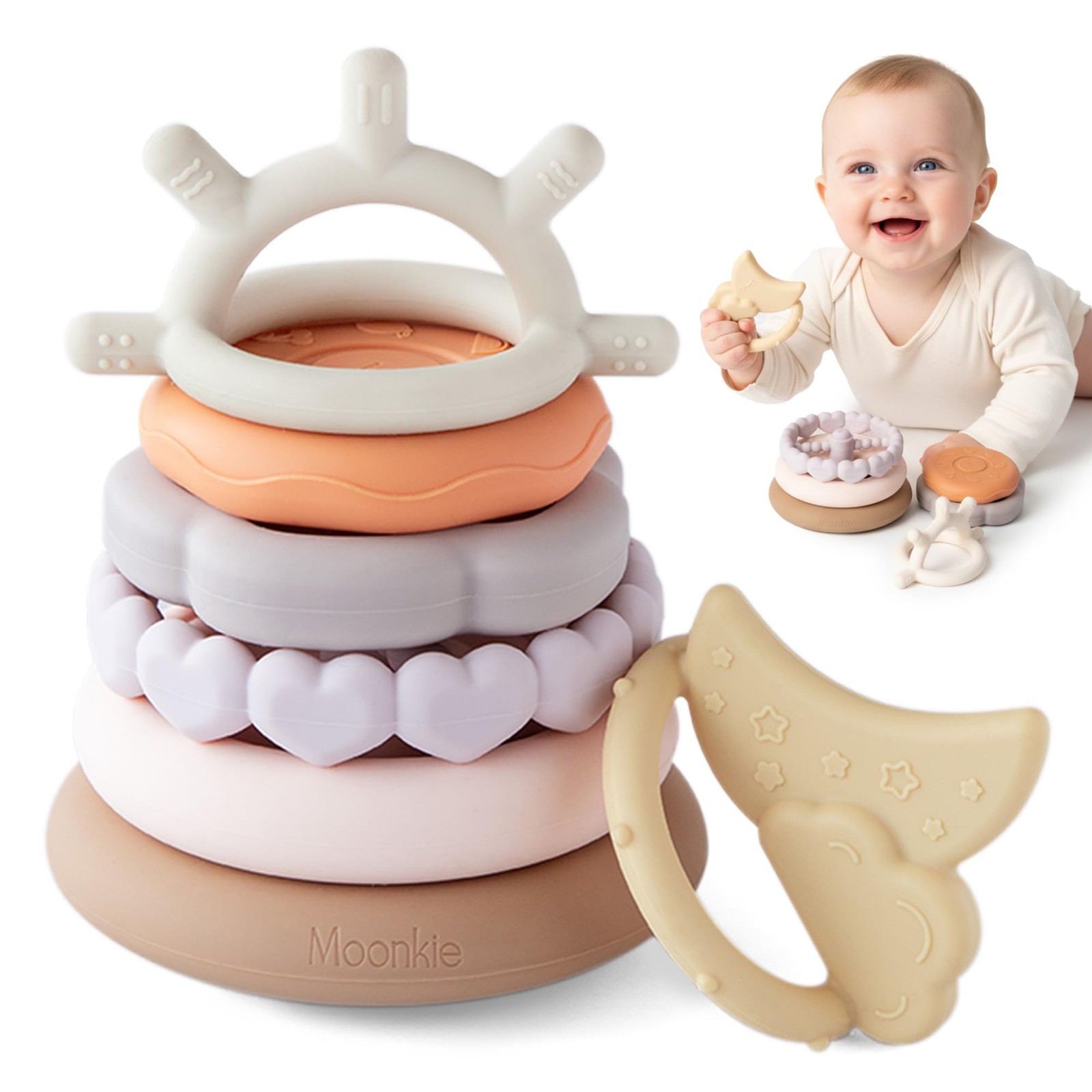 Moonkie Stacks of Circles Soft Teething Toy | Educational Learning Nature