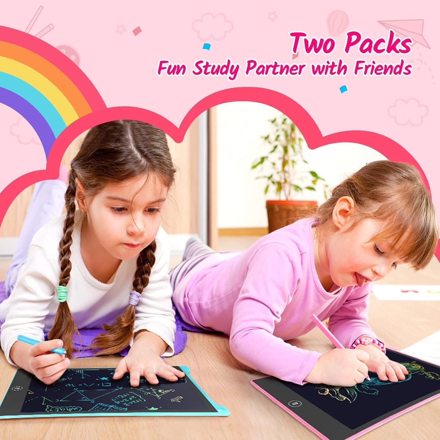 10 Inch 2 Pack LCD Writing Tablet, Colorful Doodle Board Drawing Tablet for K…
