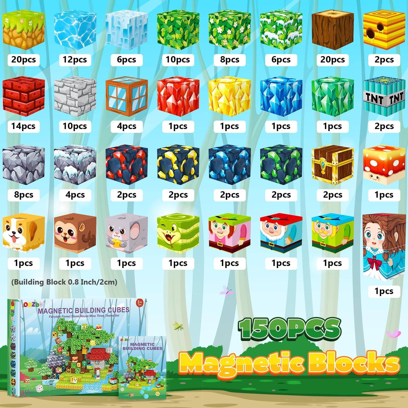 ORZbb 150PCS Magnetic Blocks, Magnet Cubes Building Blocks Toddler Travel Toy…