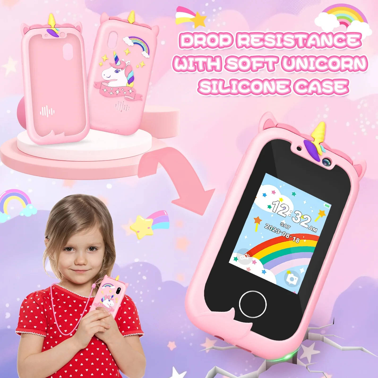 Kids Smart Phone Toys for Girls Ages 3-7 with Dual Camera – Toddler Phone Toy…