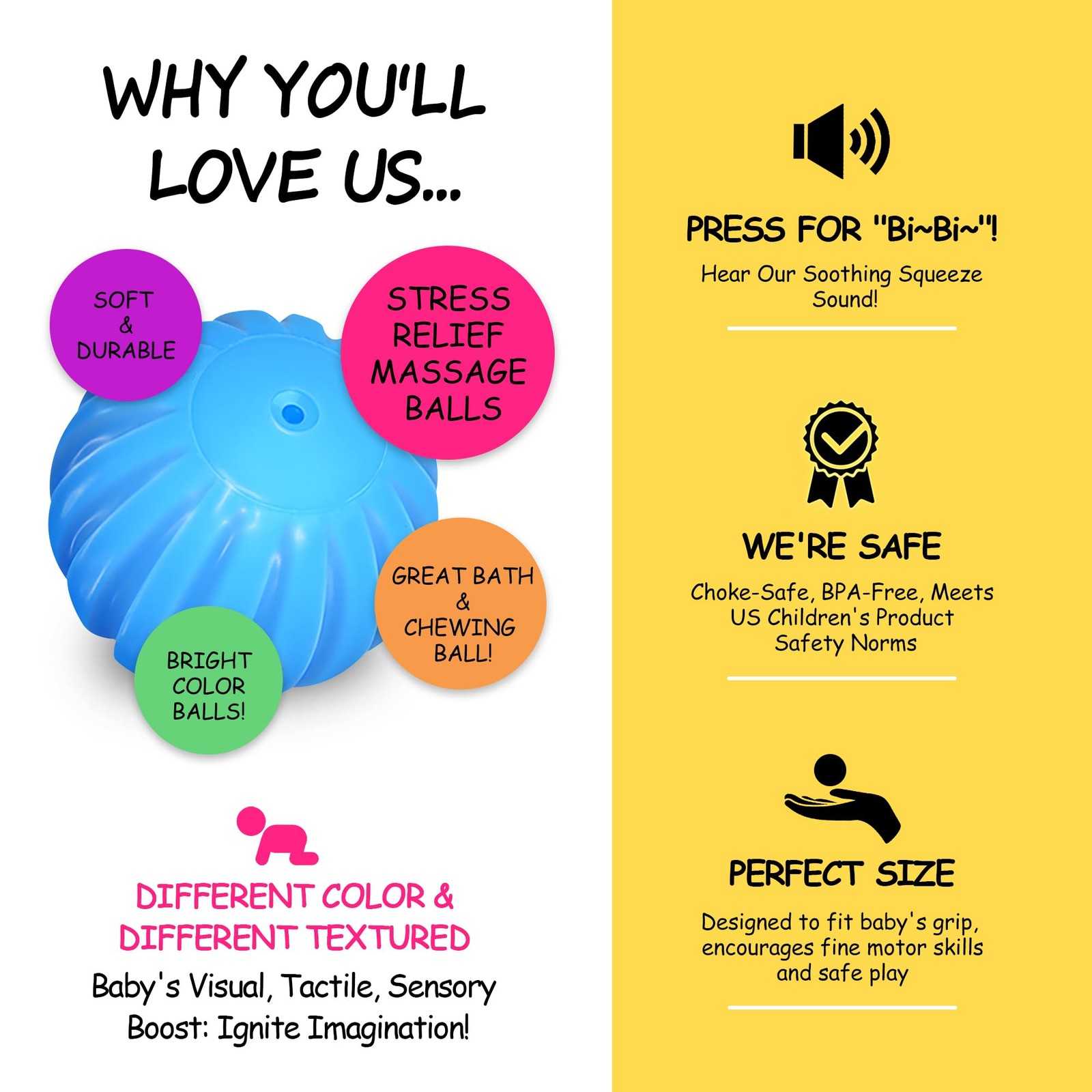 Multicolor Sensory Balls Baby Toys Tactile Development Teething and Fun