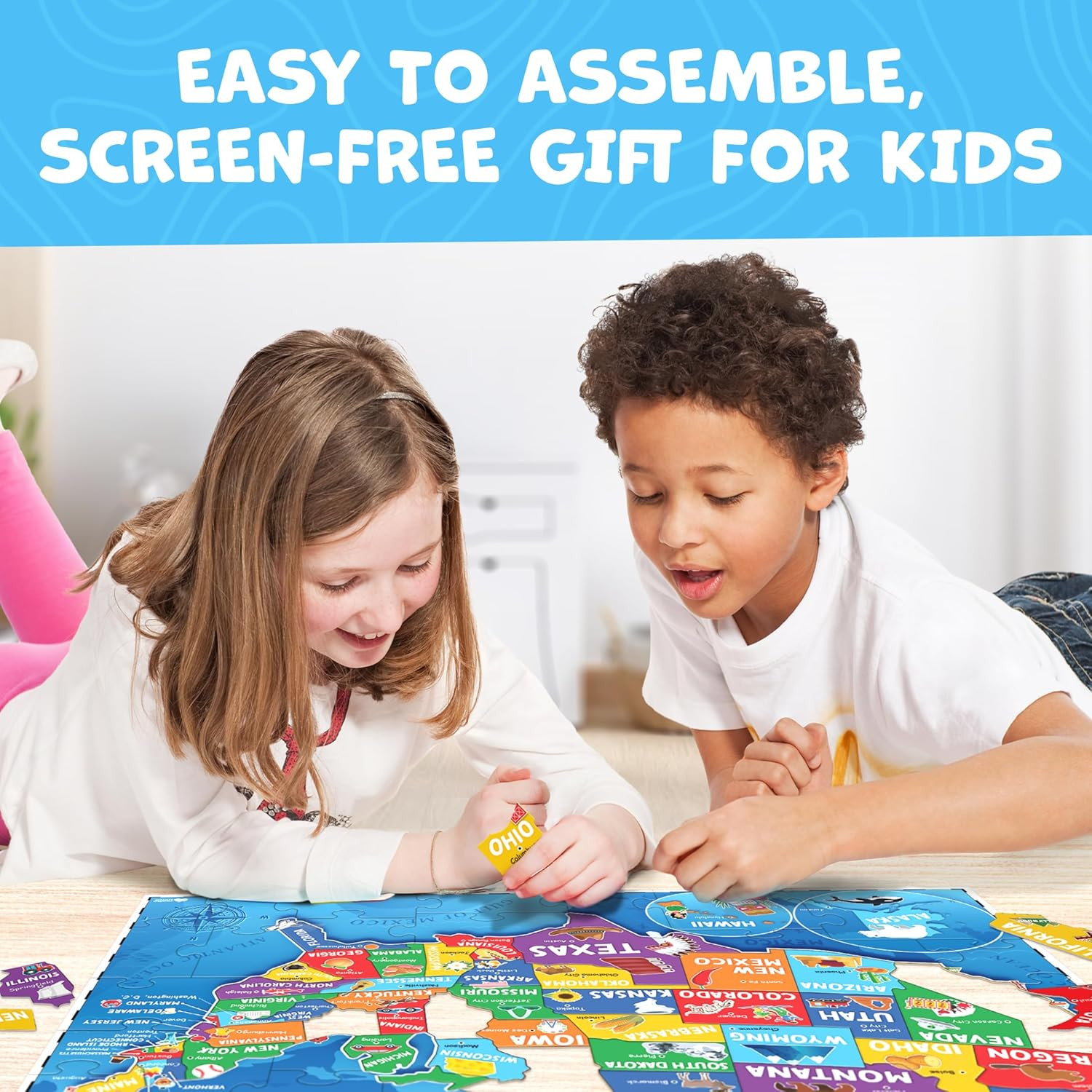 United States Puzzles for Kids Ages 4-6 – Educational Toys for Boys & Girls – 70