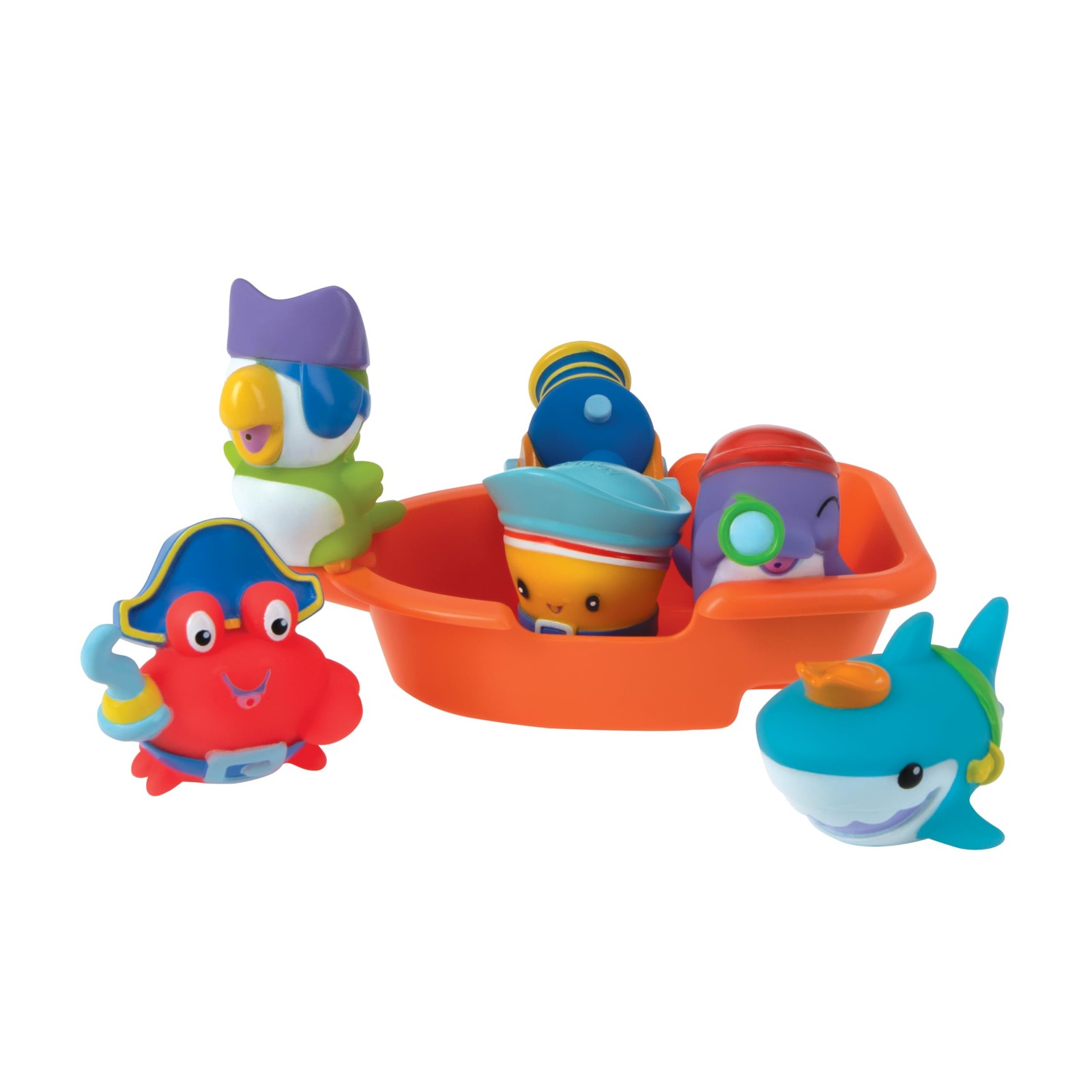 Nuby Pirate Pals Bath Toy Set – Interactive Time Toys Small, Multi Color