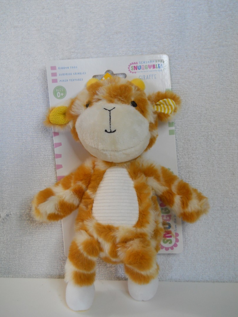 Make Believe Ideas SENSORY SNUGGABLES GIRAFFE: Ribbon Tags, Crinkles, Textures