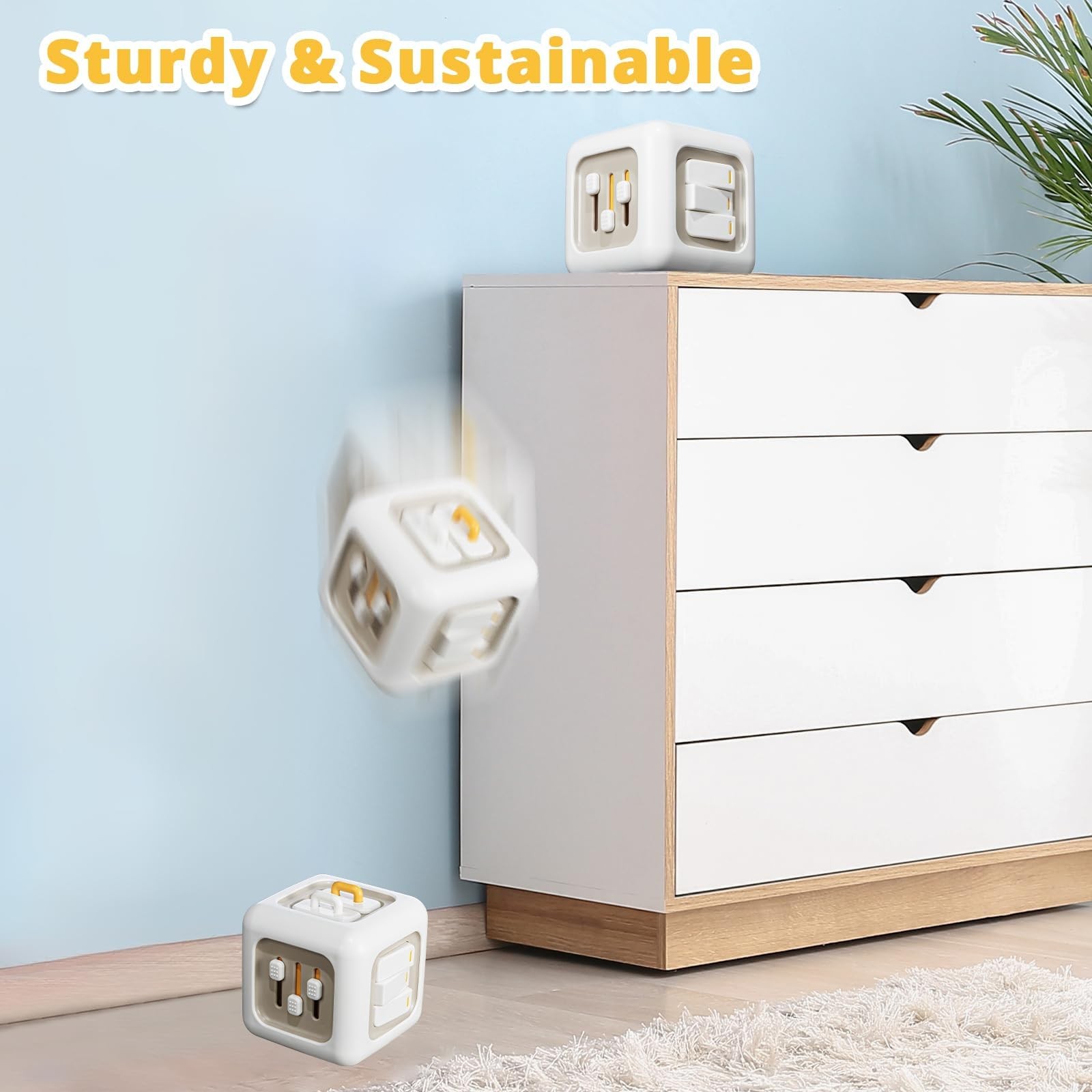 SOCBTNSO Busy Cube Toy for 1 Year Old Boy, Montessori Toys Medium, Off-white