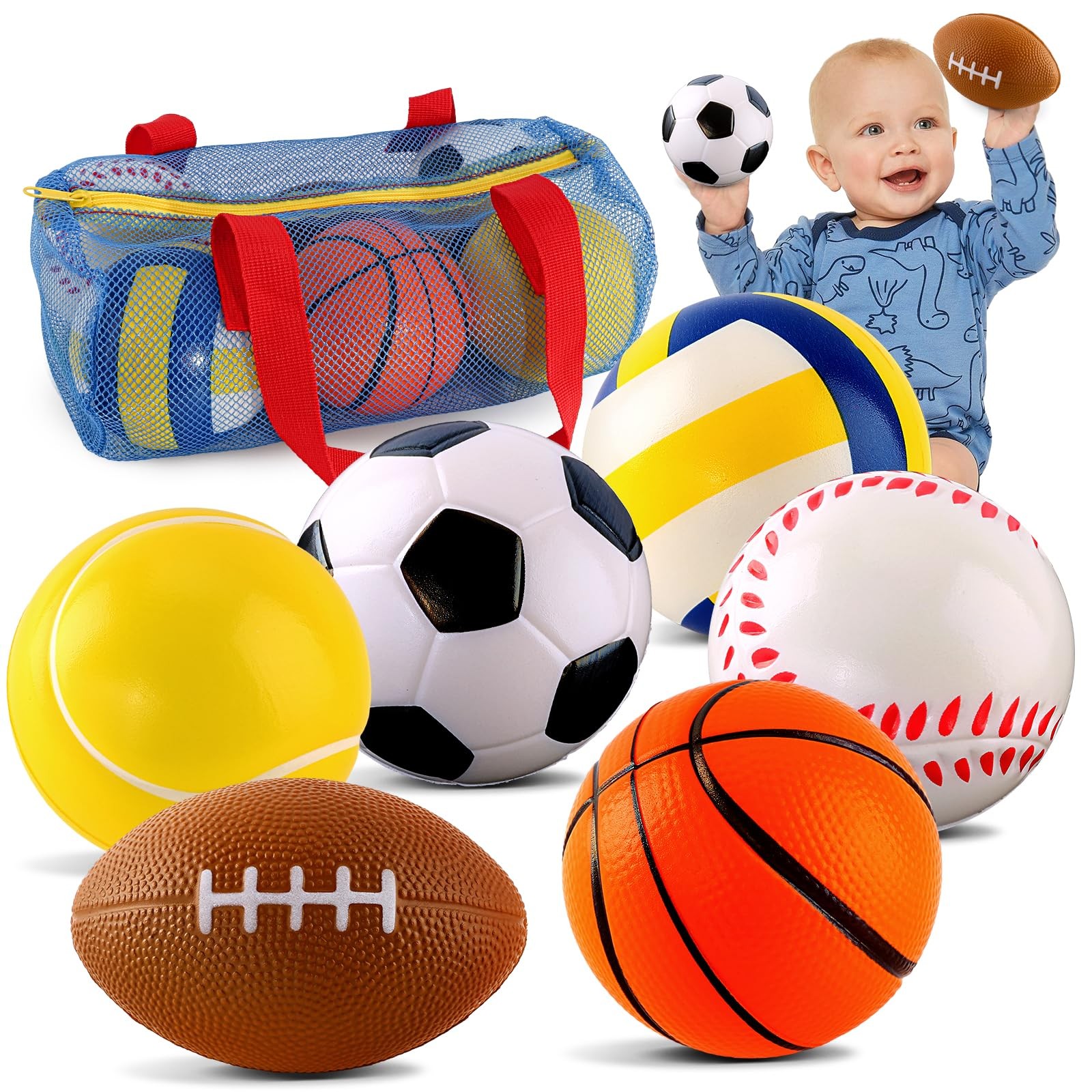 Balls Toys Gift for Toddlers 3 4 5 Years Old,6 Small Sports Foam Balls for Ba…