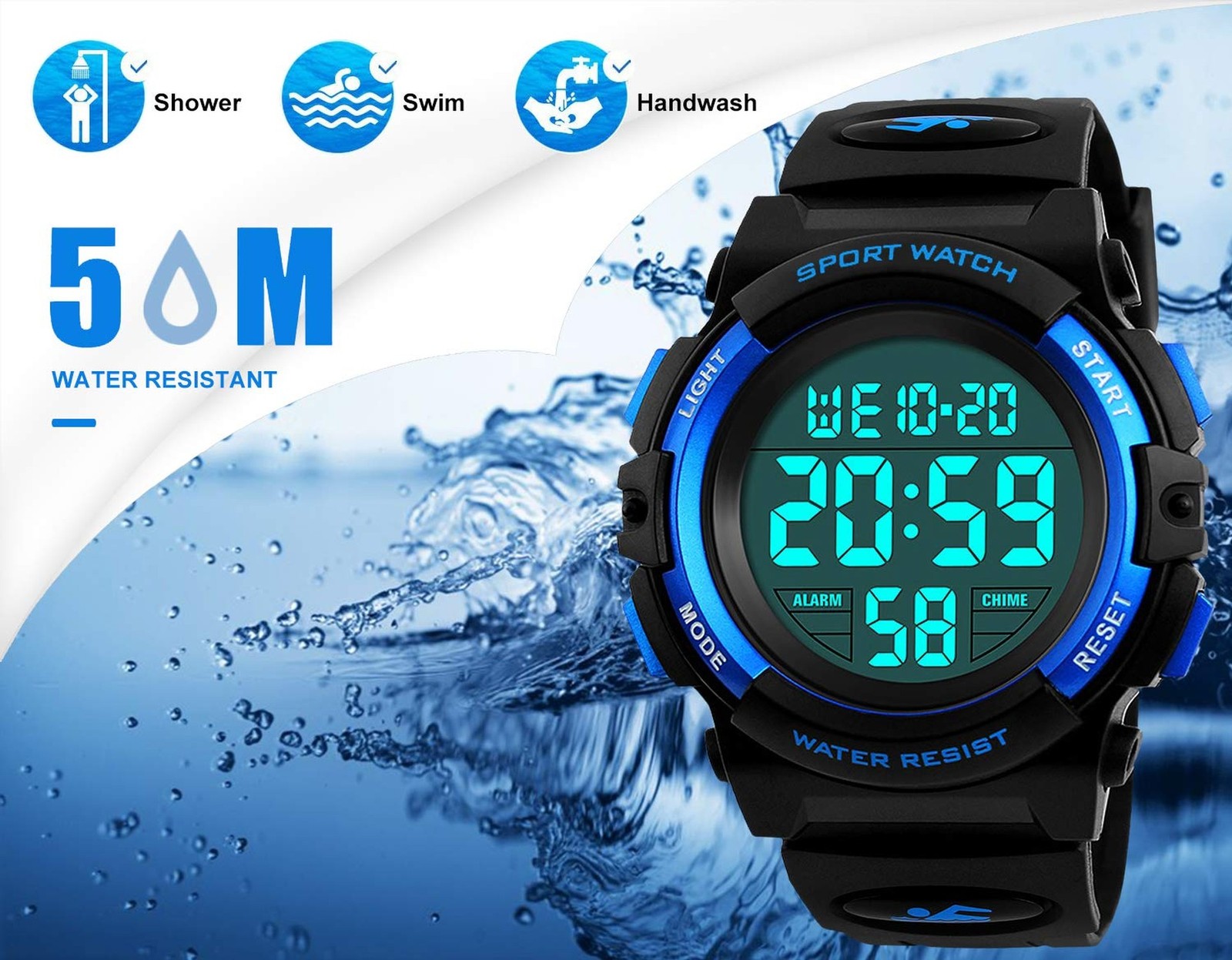 Kids Digital Watch, Boys Sports Waterproof Led Watches with Alarm Wrist Watch…