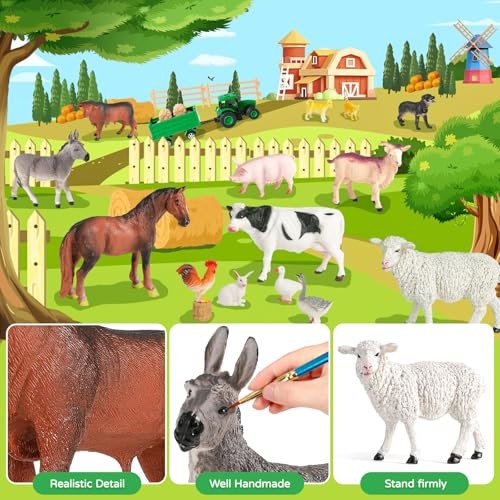 Farm Animal Toys for Toddlers,23 PCS Animal Toys with Realistic Animal