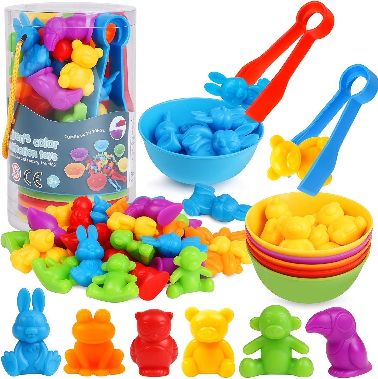 Counting Animals Color Sorting Matching Games with Sorting Bowls Montessori S…