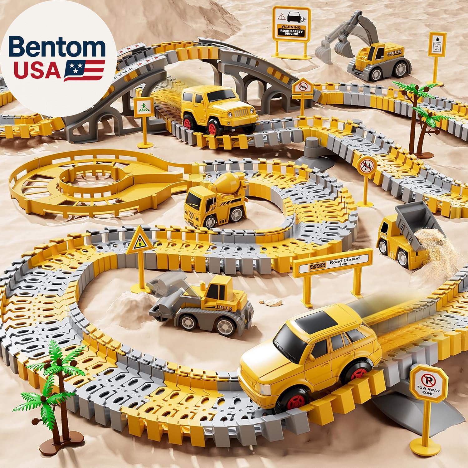 Toddlers Construction Race Tracks Toys Gifts for 3 4 5 6 Years Old Boys Kids, 2P
