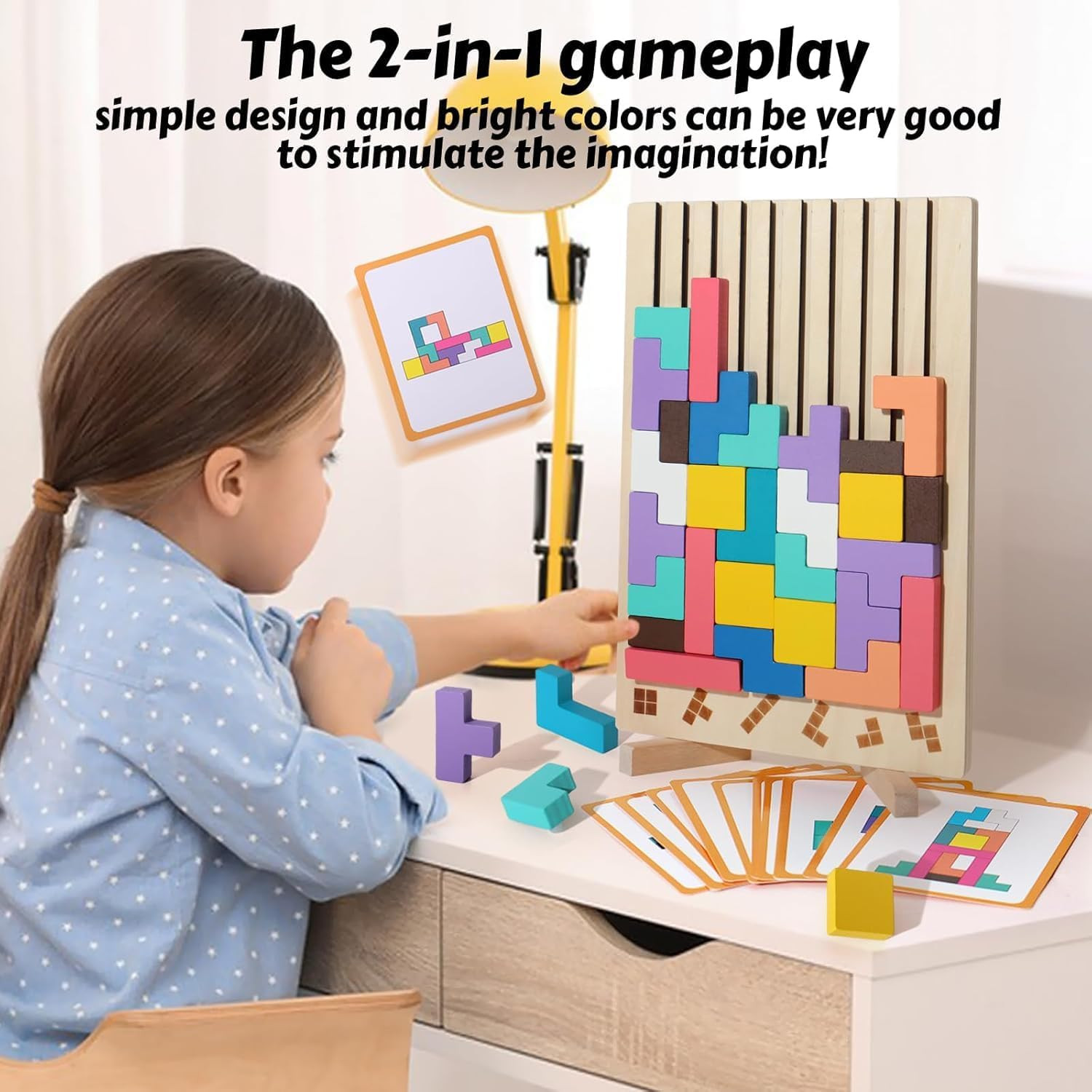 Wooden Colored 3D Russian Block Puzzle Jigsaw Stacking Montessori Toys Education