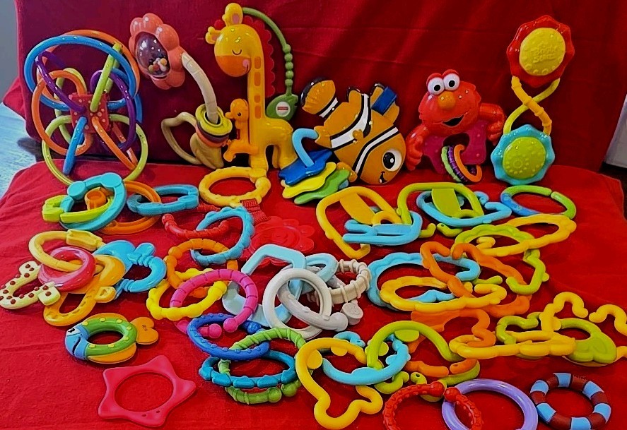 30+ BABY RINGS LINKS Connecting Teether Toys Chain Plus Add On Rattles ELMO NEMO