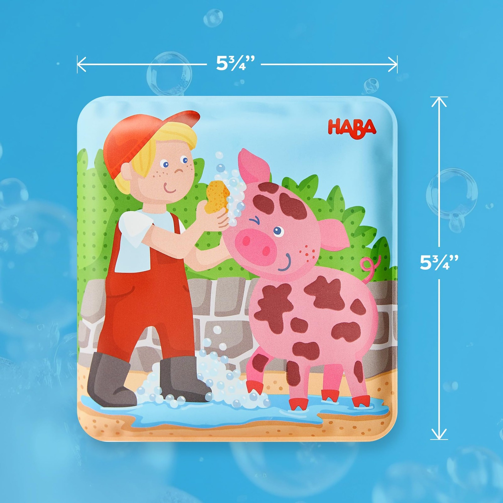 HABA Magic Color Changing Bath Book: Animal Wash Day, 5.75″ x 5.75″, Grey