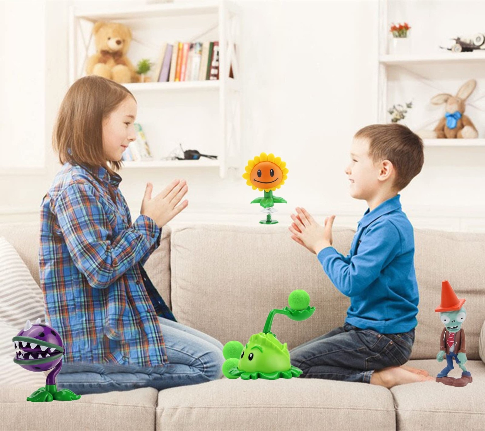 JHESAO 4 PCS Plants and Zombies Toys Action Figures Zombies PVZ Toys Set 1 2 …