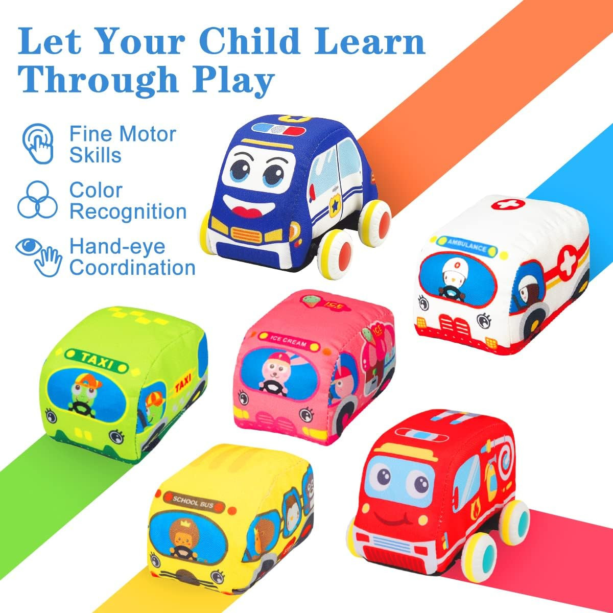 Baby Toys 6 to 12 Months – Soft Car Toys for 1 Year Old Boy Girl with Playmat St
