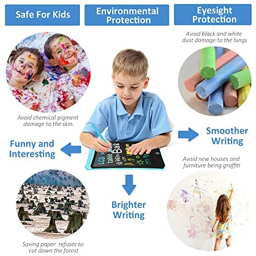 4 Pack LCD Writing Tablet for Kids, Colorful Toddler Blue+pink+orange+black