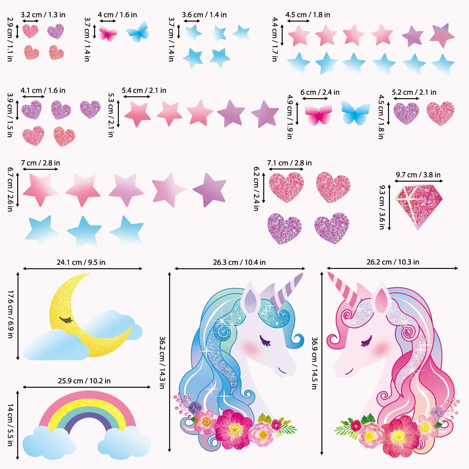 DECOWALL Unicorn Wall Stickers for Girls – Pink Princess Peel and Stick Wa