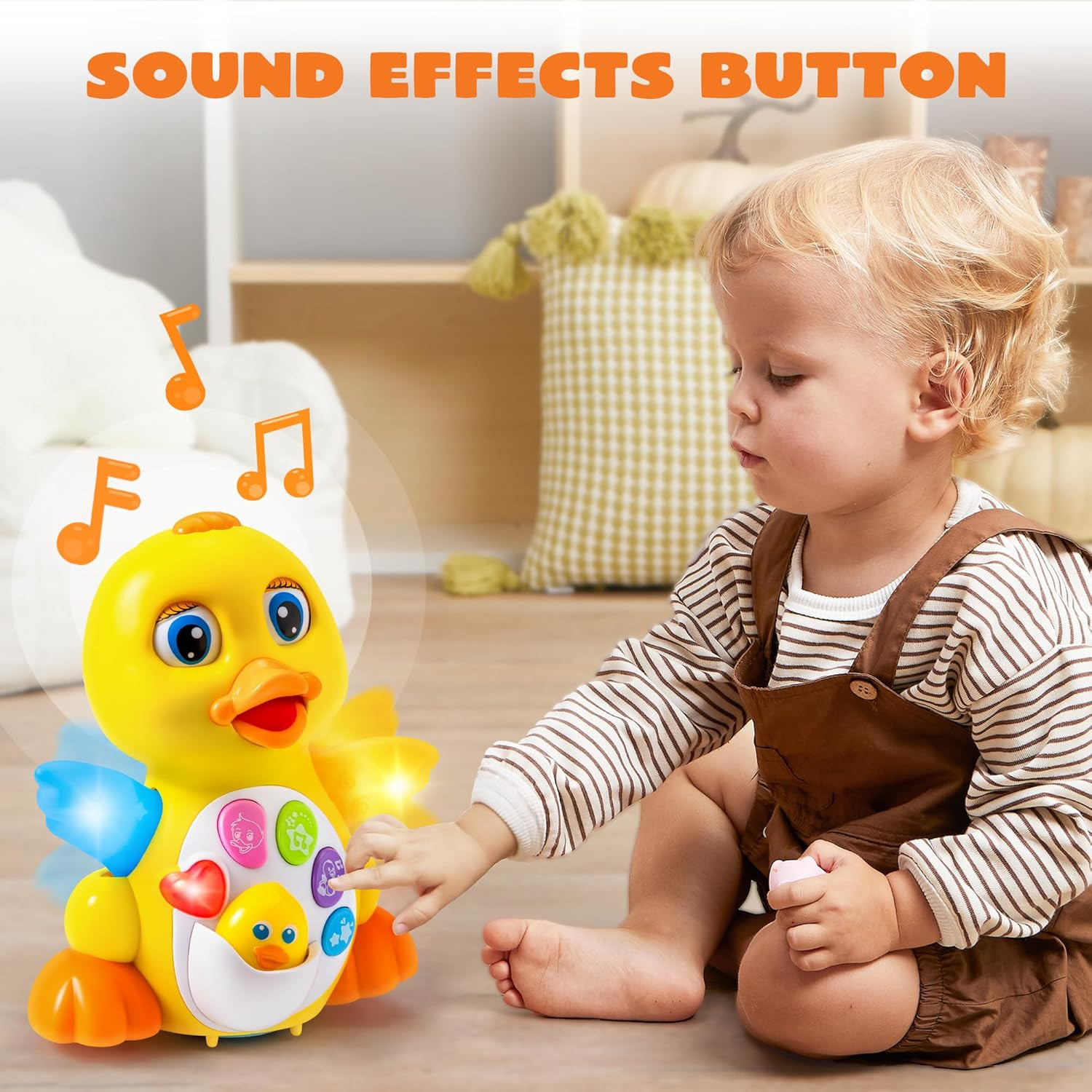 Baby Toys Duck, Infant Dancing Crawling Musical Toys 18+ Months, Tummy Time Ligh