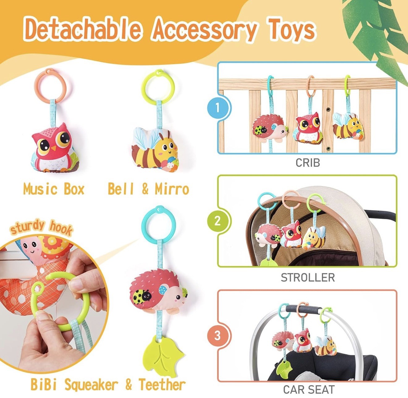 Jollybaby Spiral Car Seat Toys for Infants, 0-6 Months Carseat & Stroller