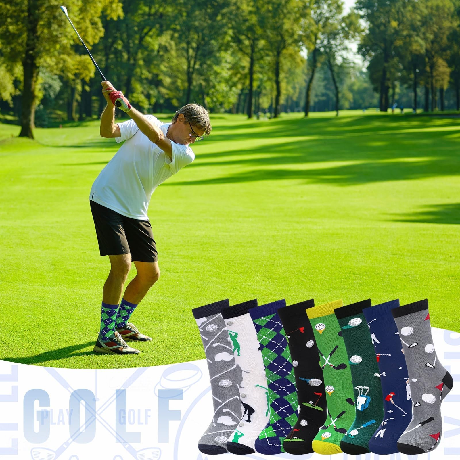 8 Pairs Golf Socks Gifts Funny Novelty Athletic Socks for Woman Man Golf Love…