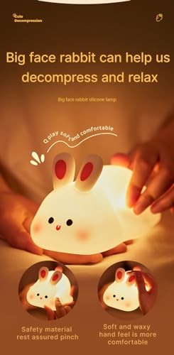 Night Light, LED Squishy Novelty Animal Night Lamp, Food Grade Silicone Rabbit
